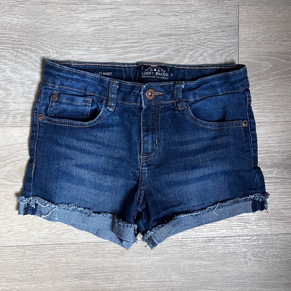 Lucky Brand Girls Riley Shorts Size 10 Dark Blue Denim Wash